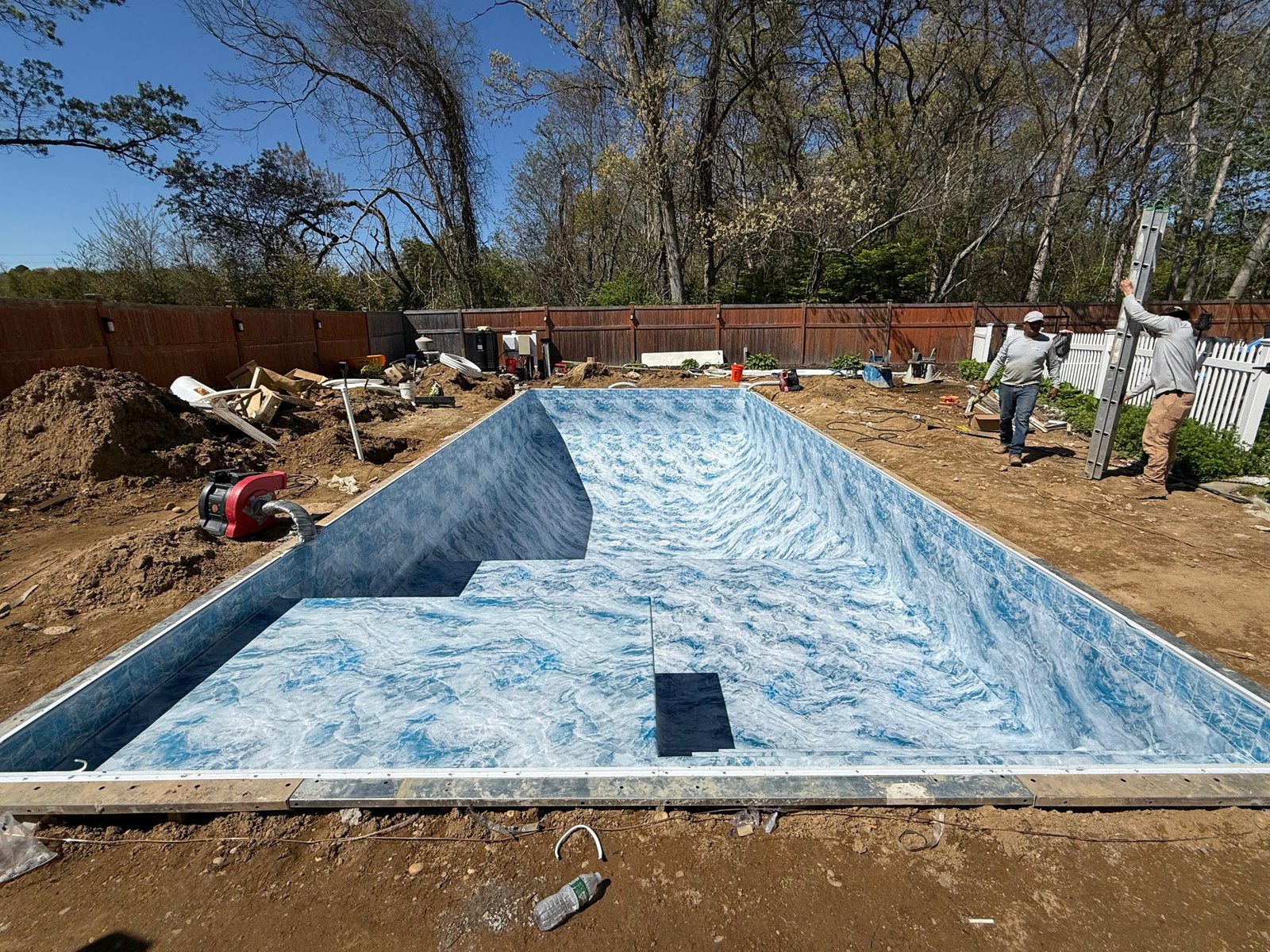 Pool after a new blue vinyl liner installation